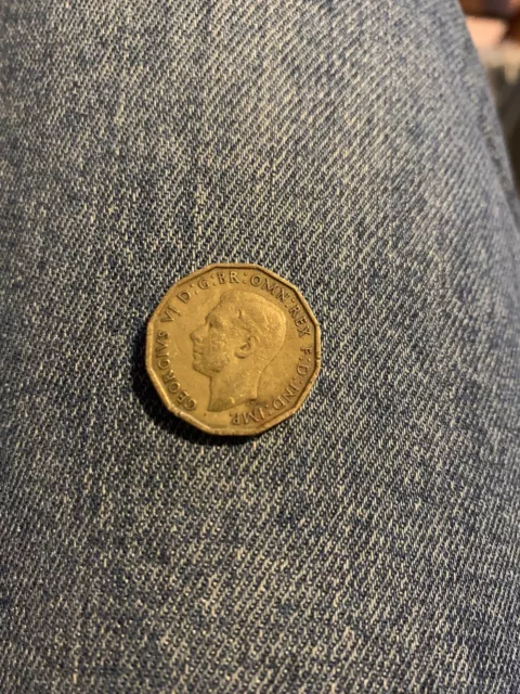 KING GEORGE V1 three pence COIN .1943