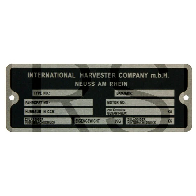 Geprägtes Blechschild Passend Für IHC Schlepper, Traktor