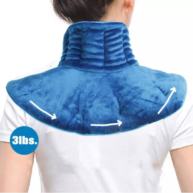 Weighted Neck Shoulder Wrap Pain Relief Deep Moist Heat Safe Natural Navy AU