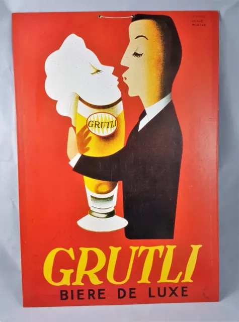 PLV CARTON AFFICHE PUBLICITAIRE BIERE GRUTLI 55 cm x 38 cm