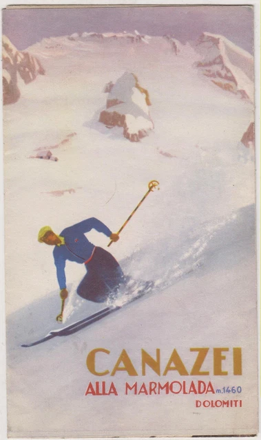 T) Volantino brochure turistica Canazei Bolzano Marmolada anni ‘30
