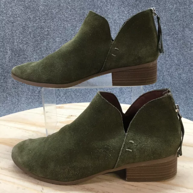 Kenneth Cole Reaction Boots Womens 8.5 Side Skip Bootie Green Suede Leather Zip 2