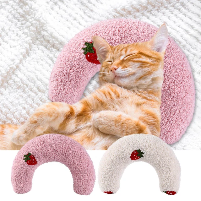 Little Pillow for Cats, Ultra Soft Fluffy Pet Calming Toy, Half Donut Cuddler