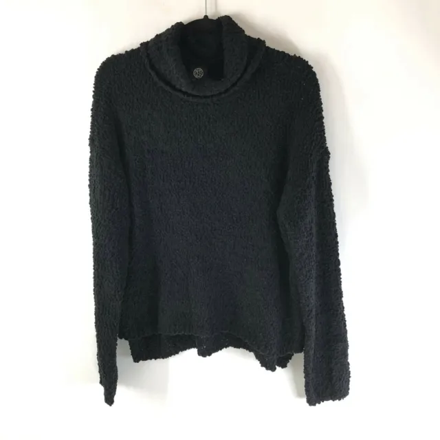 Bobeau Womens Sweater Cowl Neck Fuzzy Soft Pullover Long Sleeve Black Size M