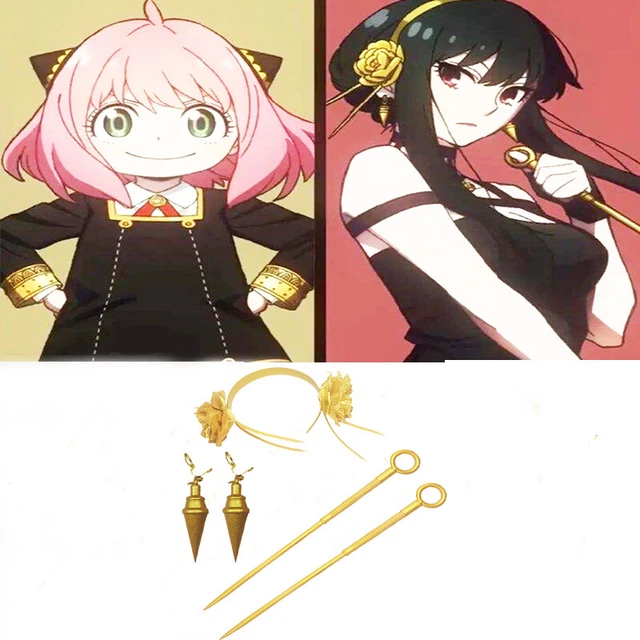 Spy×Family Yor Forger Cosplay Earrings Gold Tapered Rose Flowers  Weapons