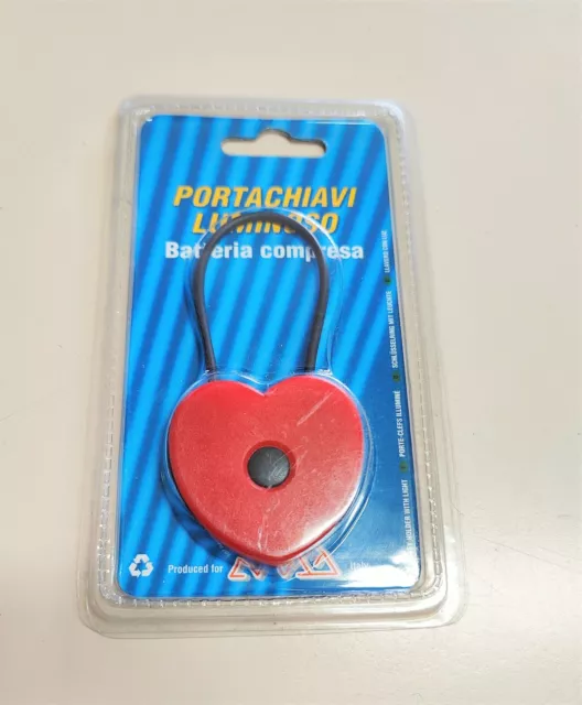 Portachiavi Cuore Luce Luminoso Lucciola Led Illuminato Portachiave Auto Rosso