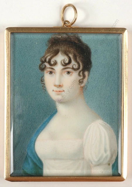 "Golden locket with portrait of a young lady", French miniature, ca. 1810