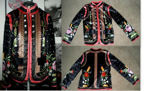 Vtg Asian Boho Steam Punk Sgt Pepper's Dominion Style Velvet Jacket! Sz 8!