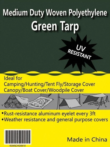 20' Long x 16' Wide Polyethylene Tarp & Dust Cover Green, 9 to 10 mil Thickness
