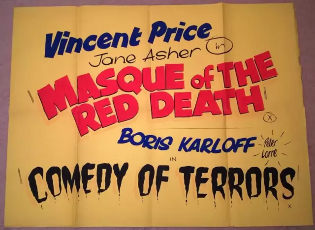 MASQUE OF THE RED DEATH DOUBLE BILL  1970s  UK QUAD ORIGINAL POSTER 30 X 40''