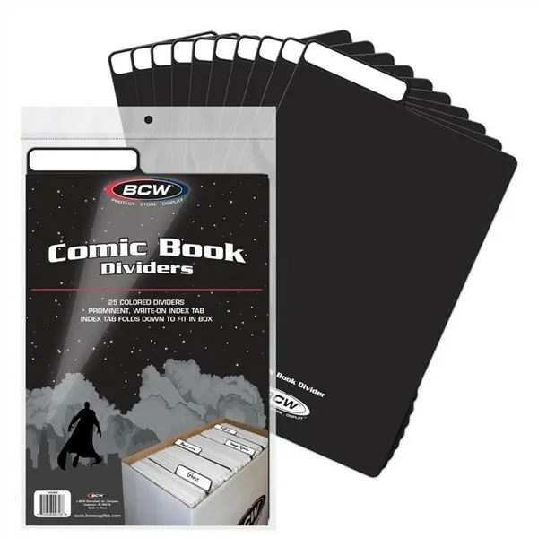 100 BCW Black Archival Plastic Comic Book Dividers with Folding Write On Tab