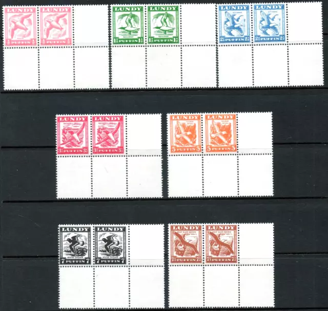 GB Lundy Island 1951 KGVI Flying Bird Definitives complete set of 7 pairs MNH