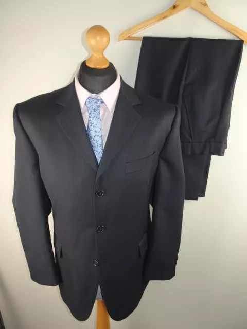 BURTON Mens Suit 2 Piece Regular Fit Navy Blue Single Breasted SIZE 42S W32 L27