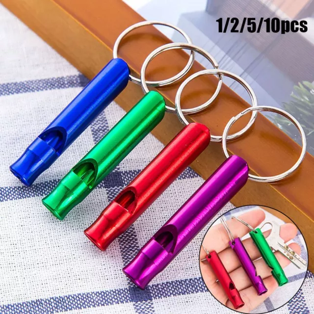 1/2/5/10pcs Camping Hiking Outdoor Survival Emergency Whistles with Keyring