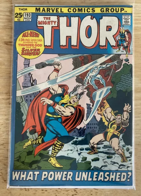 The Mighty Thor #193 Marvel 1971 Comic Book: Silver Surfer Cover