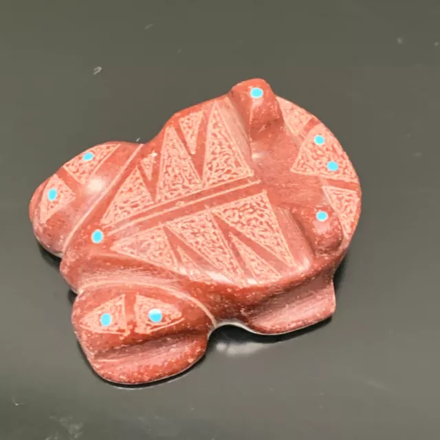 Native Zuni Etched Pink Frog Fetish by Patrick Wallace Pipestone? Turquoise Eyes