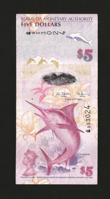 Bermuda, 5 Dollars, 2009, P-58, Banknote, Blue Marlin