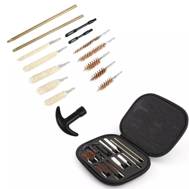 16pcs Pistol Gun Cleaning Kit Universal for .22 38 40 44 45 357 cal 9mm Hand Gun