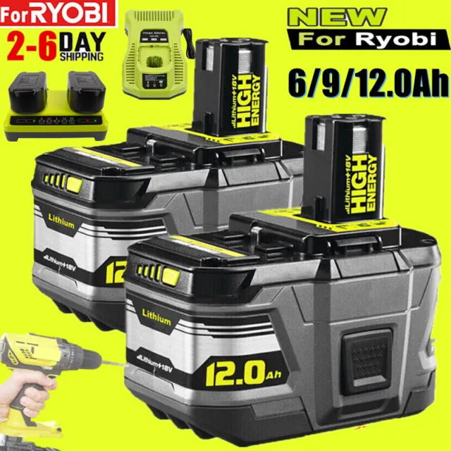 2x 18V 12Ah Lithium Genuine Battery For RYOBI P108 ONE+ PLUS 6/8/9.0AH / Charger