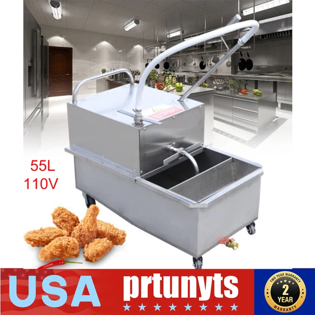 Portable Fryer Oil Filter Cart Machine Commercial Filtration System 55L 110V New