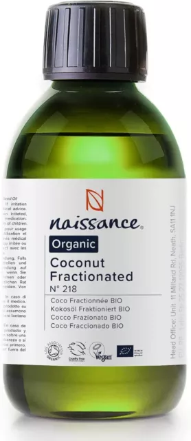 Organic Liquid Fractionated Coconut Oil (No. 218) - 250ml - 100% Pure Natural