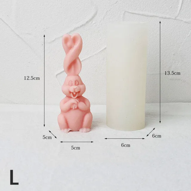 Molde de velas de silicona conejito 3D orejas largas conejo aromaterapia jabón yeso molde TS