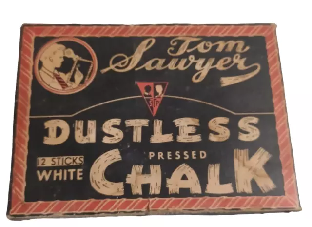 Vtg no 55 Tom Sawyer Dustless Pressed Chalk White Partially Used