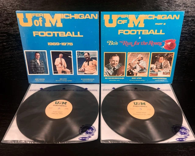 Lot Of 2 Ufer Of Michigan Football Vinyl Lps Ultrasonic Cleaned Sound Wonderful