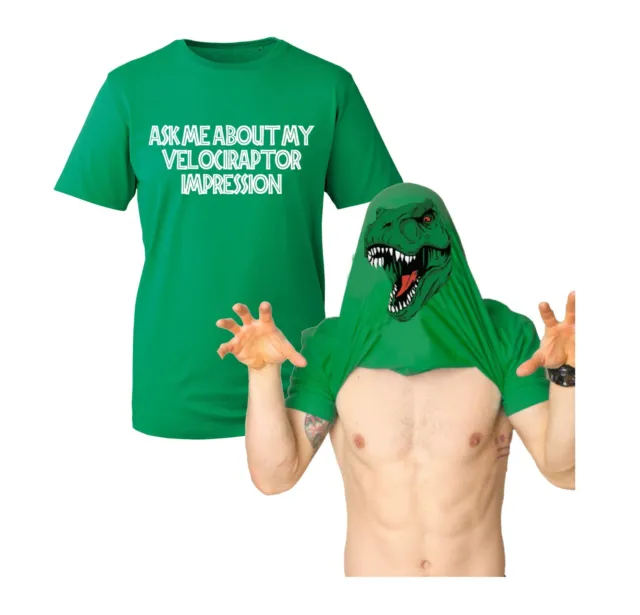 Ask Me About My Velociraptor Impression Flip T-Shirt, Funny Costume Unisex Top