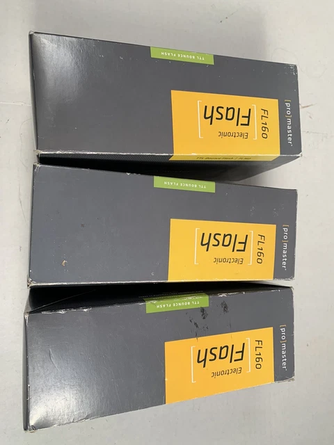 Lot Of 3 ProMaster Flashes FL160 For Canon Sony Nikon Untested New Old Stock!