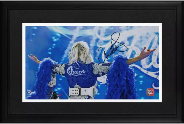 Charlotte Flair WWE Framed Autographed 10" x 18" Back Turned Arms Out Photograph