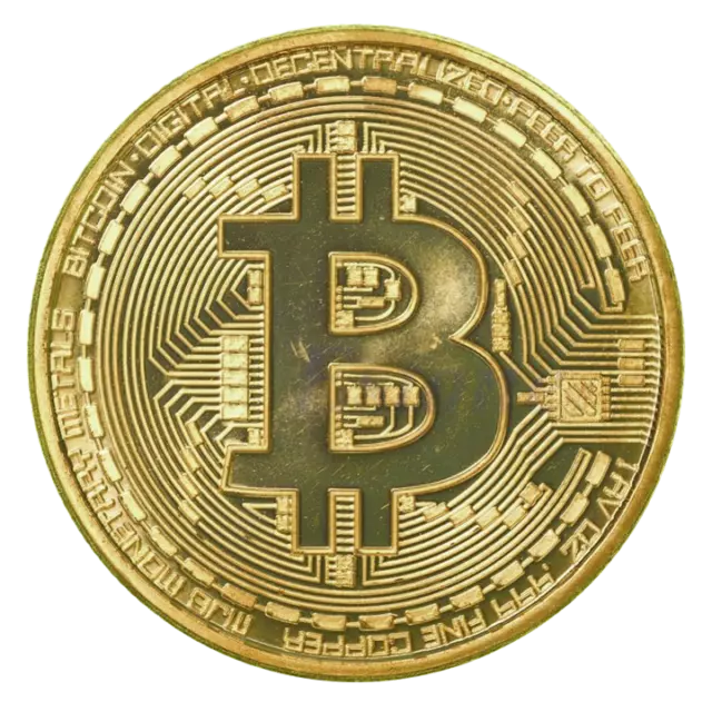 10 x New Bitcoin Physical Collectible Coin BTC Gold Plated 1 Ounce 40mm