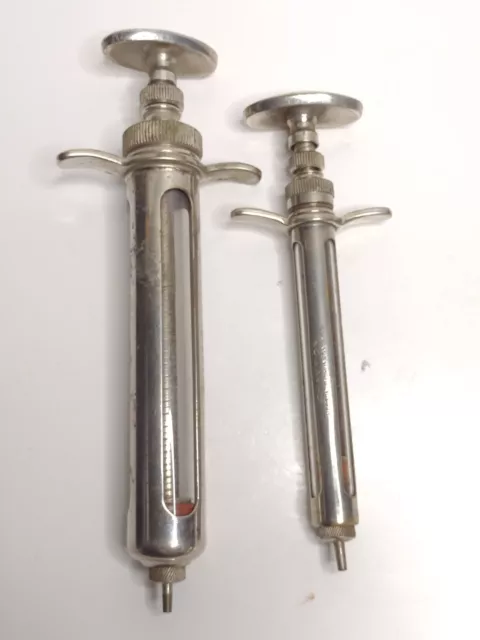 Vintage BD Champion Becton Dickinson Veterinary Animal Syringes - Lot Of 2