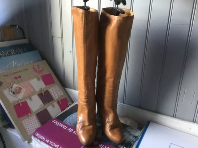 BOTTES VINTAGE 80 cuir camel .t 36 G 20 EUR 84 00 PicClick FR