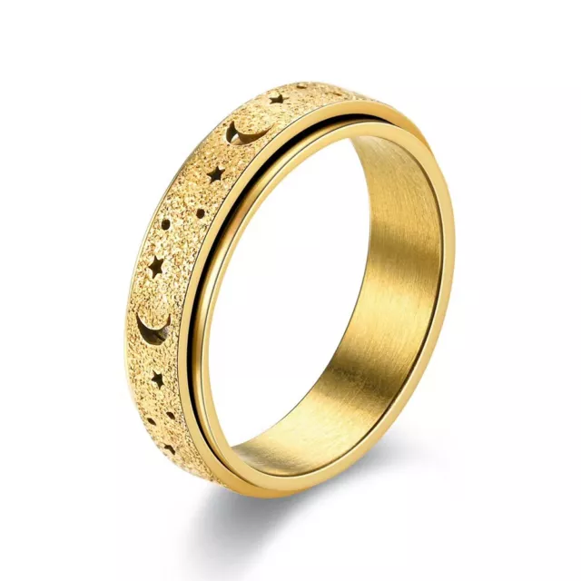 Hot！fashionable New Decompression Rotable Hollow Star Moon Rotating Ring