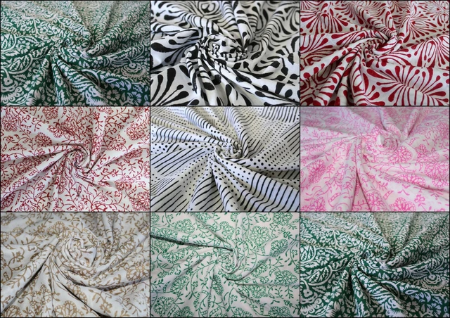 Indien Main Bloc Imprimé Tissu Coton Vêtements Loisirs Créatifs & Couture Floral