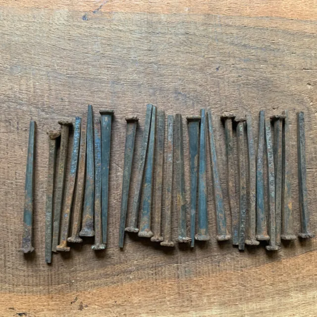 25 Vintage Old Antique Square Cut Nails 3” long used Straight nails.