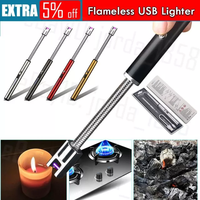Electric Rechargeable Flameless USB Lighter Candle BBQ Windproof Kitchen Tool AU