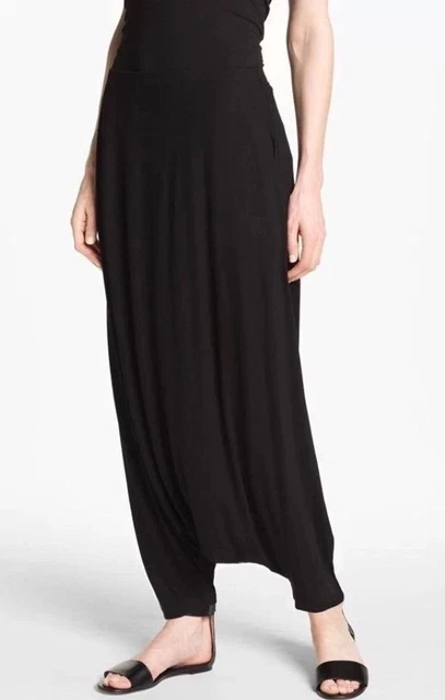 NWT EILEEN FISHER BLACK Lightweight Viscose Jersey Harem Pant PL