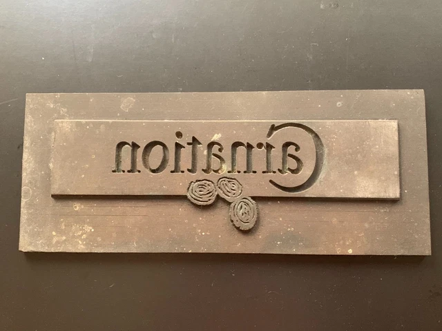 Vintage Brass Printing Plates ”Carnation” VERY RARE! Ships in 1-Business Day
