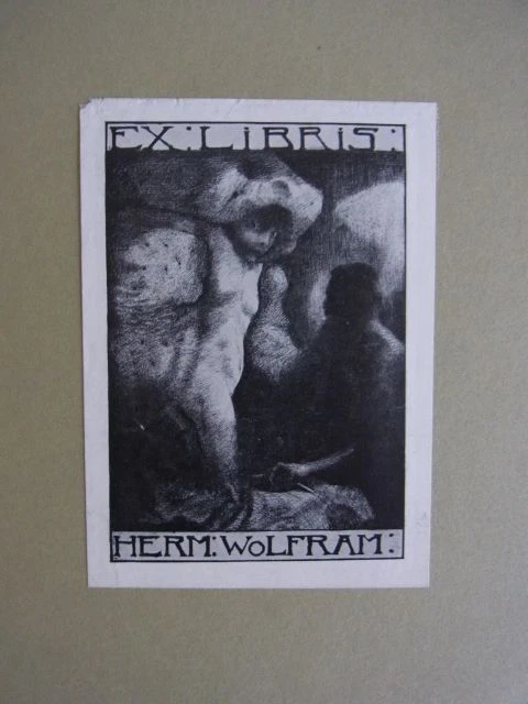 Exlibris für Hermann Wolfram. Motiv: Akt Unbekannter Künstler: