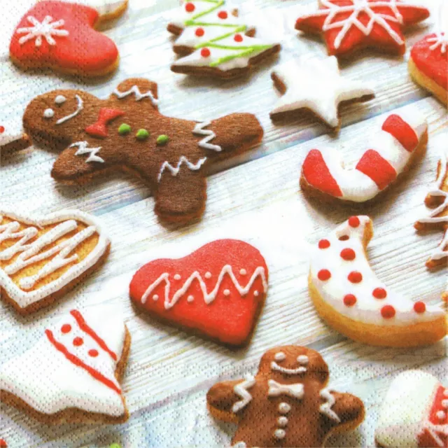 Serviettes en papier biscruits gâteaux de Noël. Napkins Christmas cookies Xmas