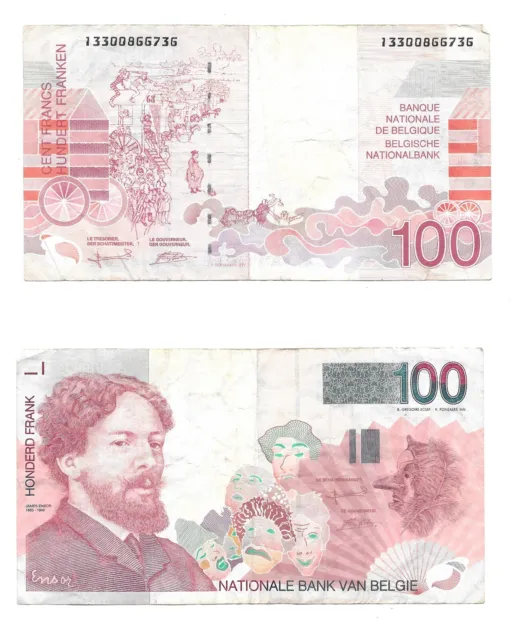 100 Frank 1949 National Bank of Belgium Banknote James Ensor # 147