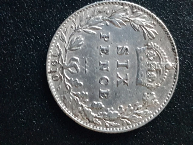 1910 Sixpence King Edward VII Silver nr