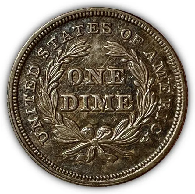 1838 Large Stars Seated Liberty Dime Choice Almost Uncirculated AU+ Coin 4677 2