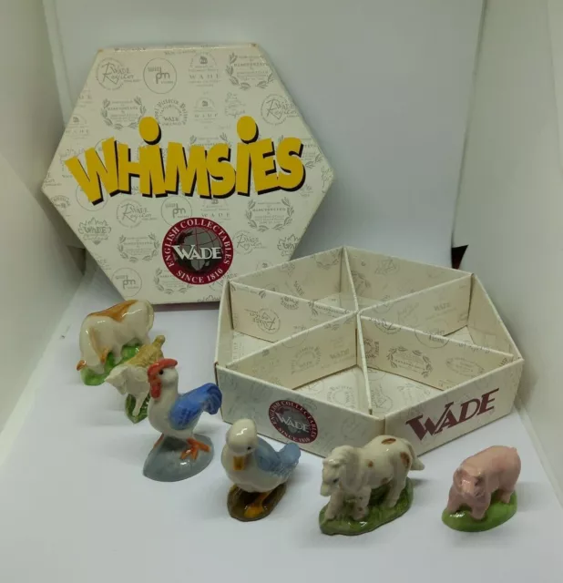 Wade Whimsies Farmyard Hexagonal Box 6 Pieces Great Condition Set 5