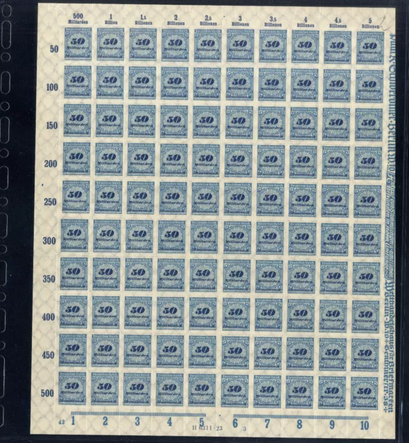 Sheet, Inflation Bogen Mi.  330 B Platte 43/3/-  OR A,  postfrisch **