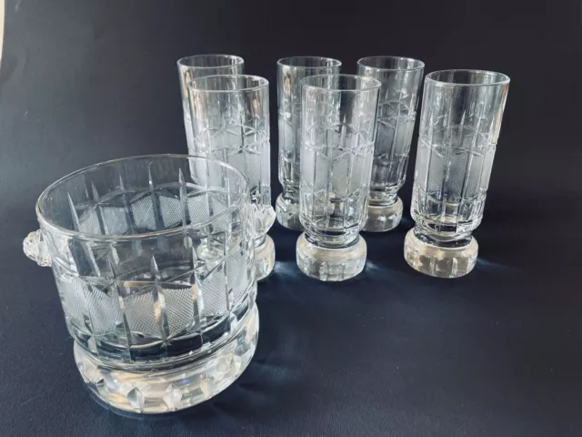 🔴 set bicchieri in cristallo + glacette tipo Baccarat Saint Louis anni 70