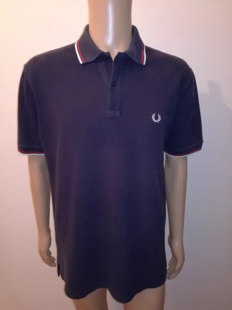 Maglia Polo Uomo Maniche Corte Color Blu Marca Fred Perry 100% Cotone Taglia Xl