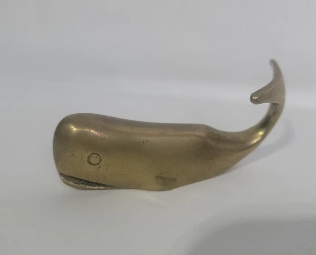 Vintage Small Brass Whale Figurine~3 Inches~FREE SHIPPING